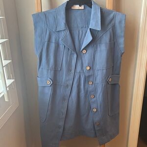 Women's Blue Sleeveless Vest